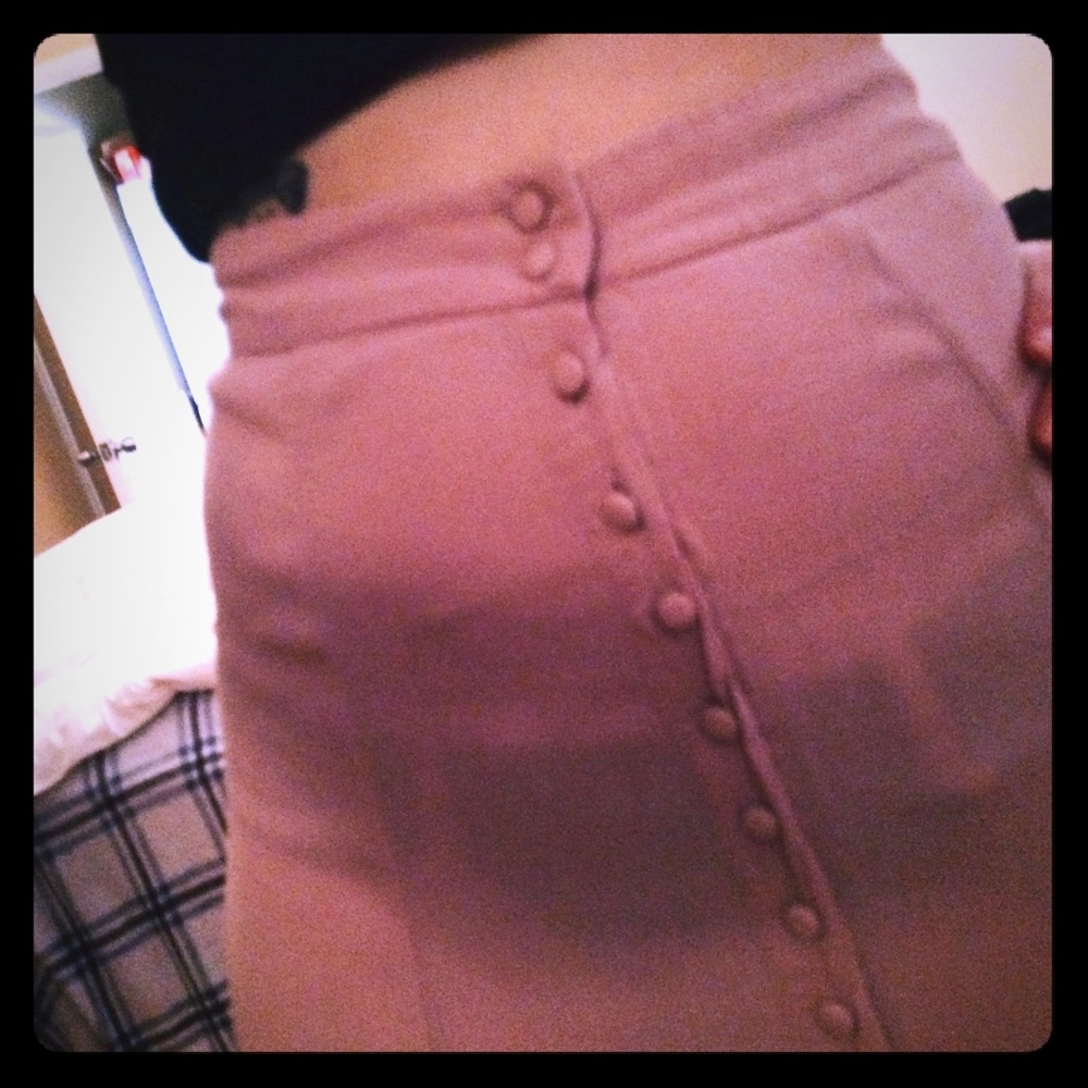 Pink mauve forever21 button up skirt